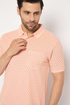 Neva Polo Neck dotted pattern Men tshirt Half sleeves chest pocket