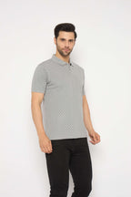 Neva Polo Neck dotted pattern Men tshirt Half sleeves chest pocket