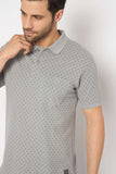 Neva Polo Neck dotted pattern Men tshirt Half sleeves chest pocket
