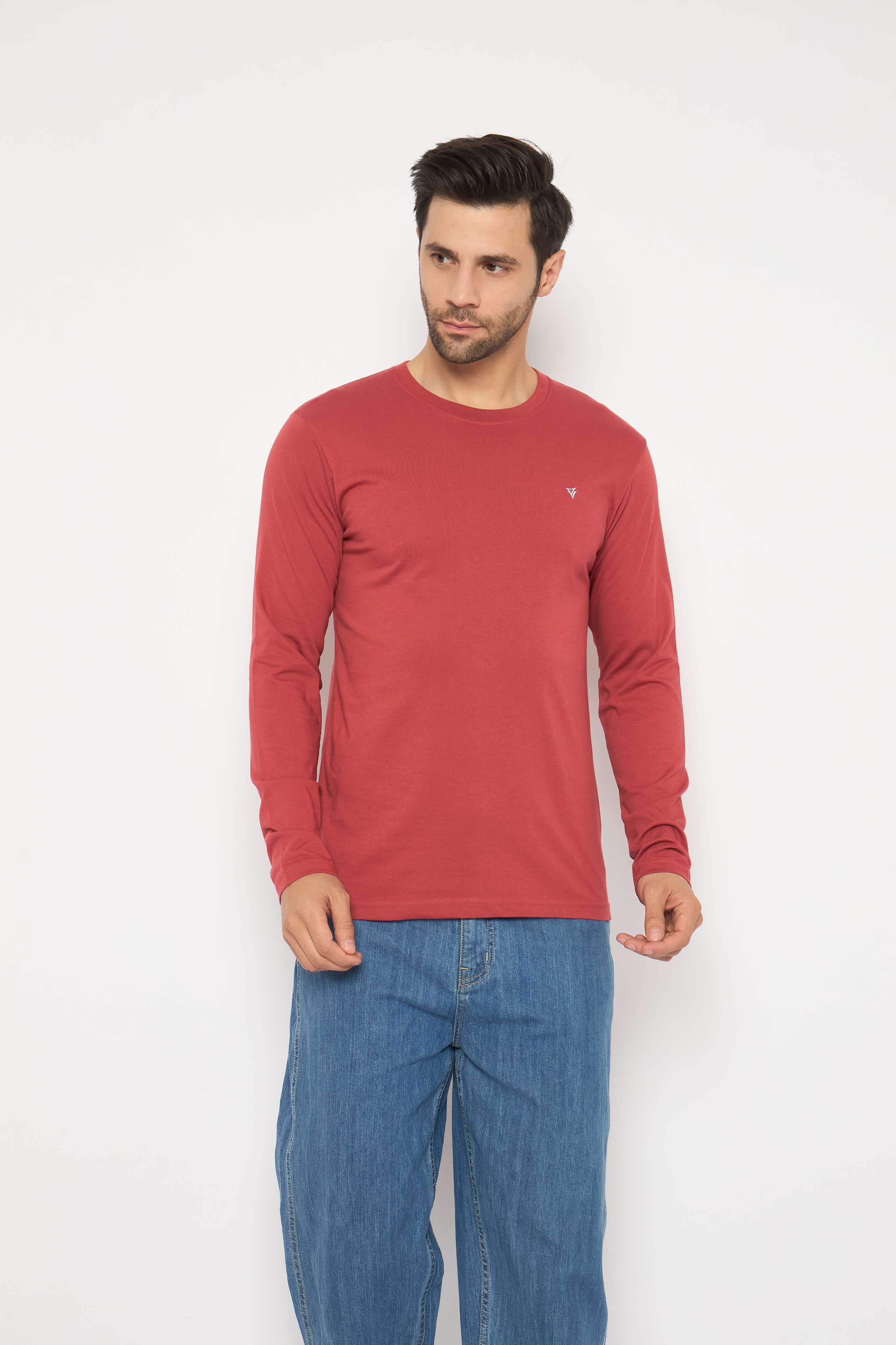 Neva Round Neck Solid Men tshirt Full sleeves Chest Logo