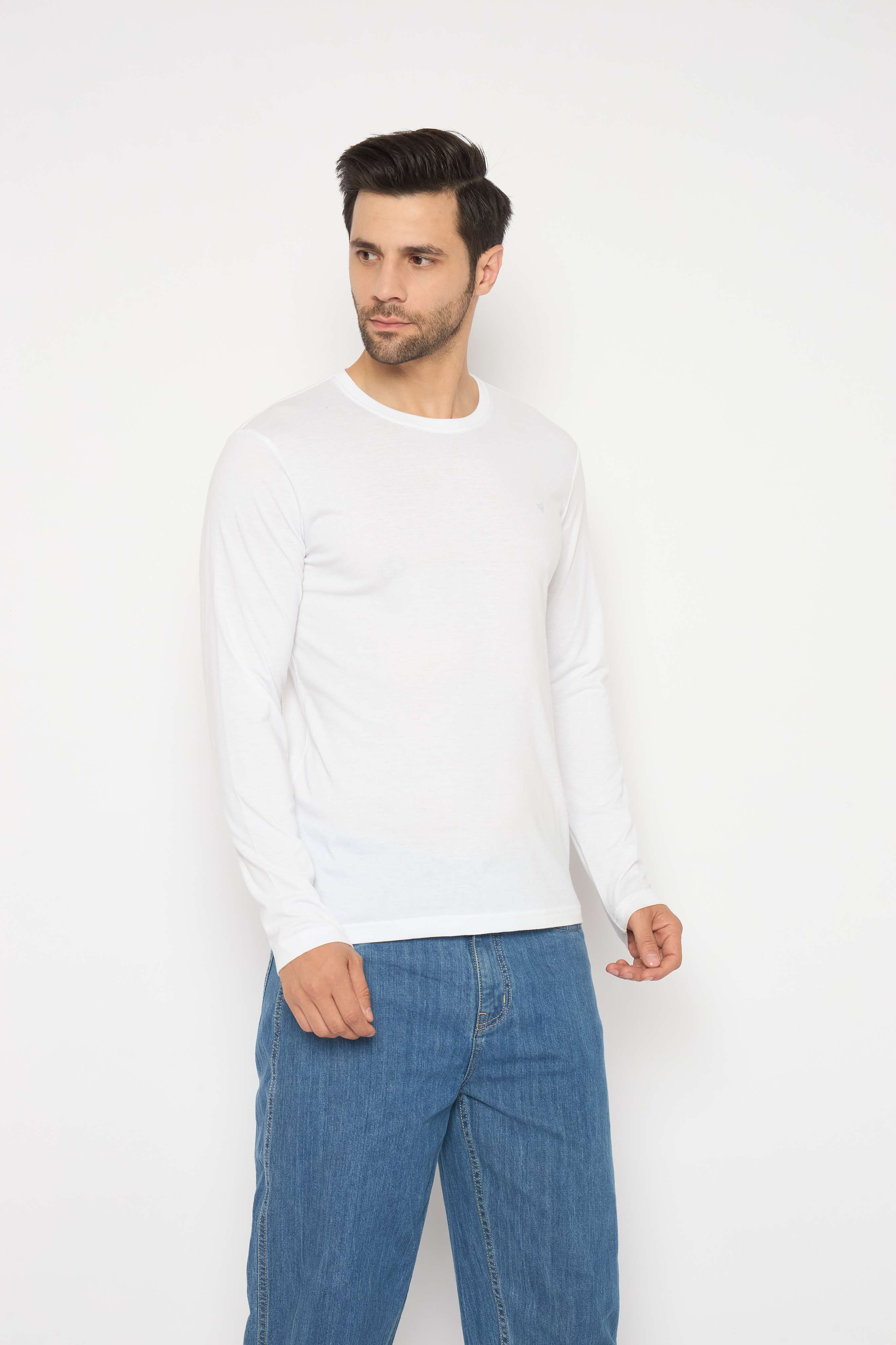 Neva Round Neck Solid Men tshirt Full sleeves Chest Logo