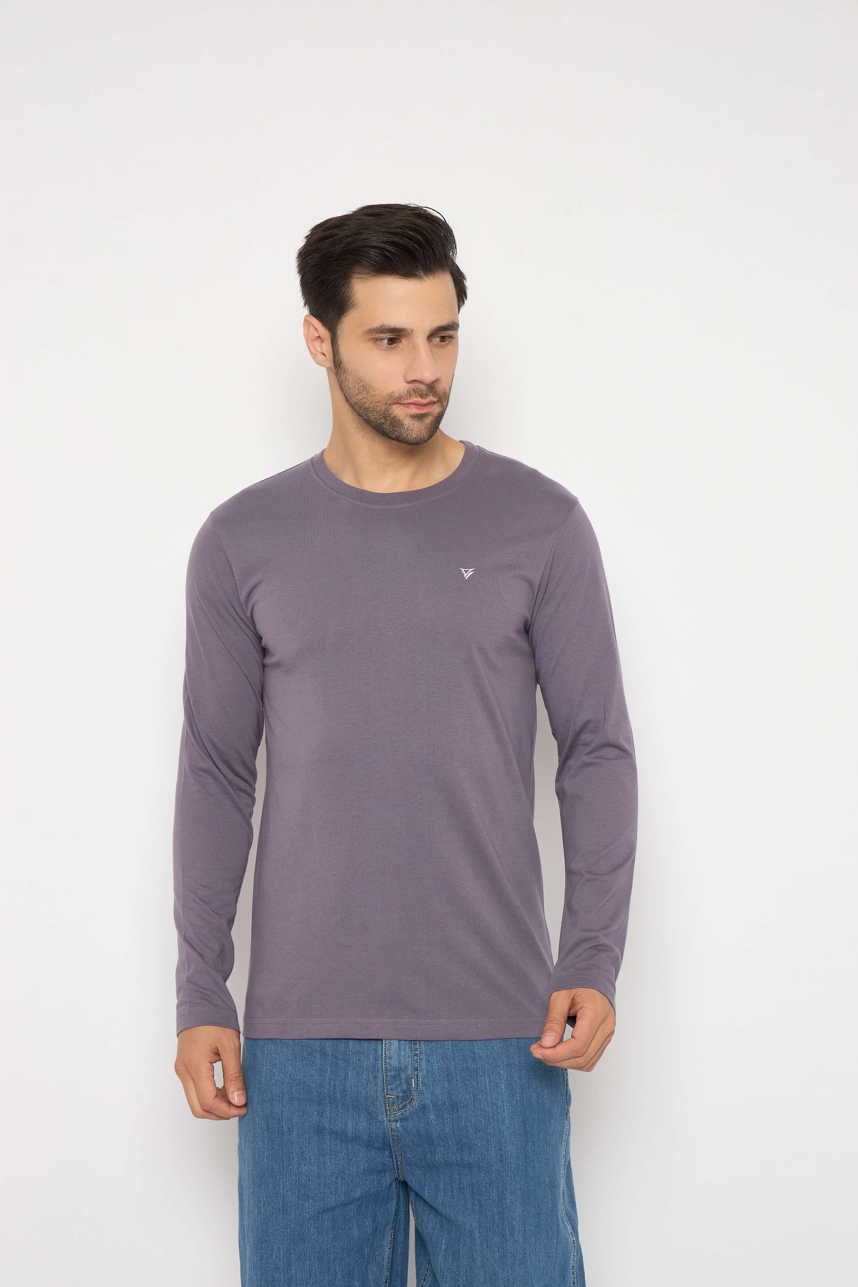 Neva Round Neck Solid Men tshirt Full sleeves Chest Logo