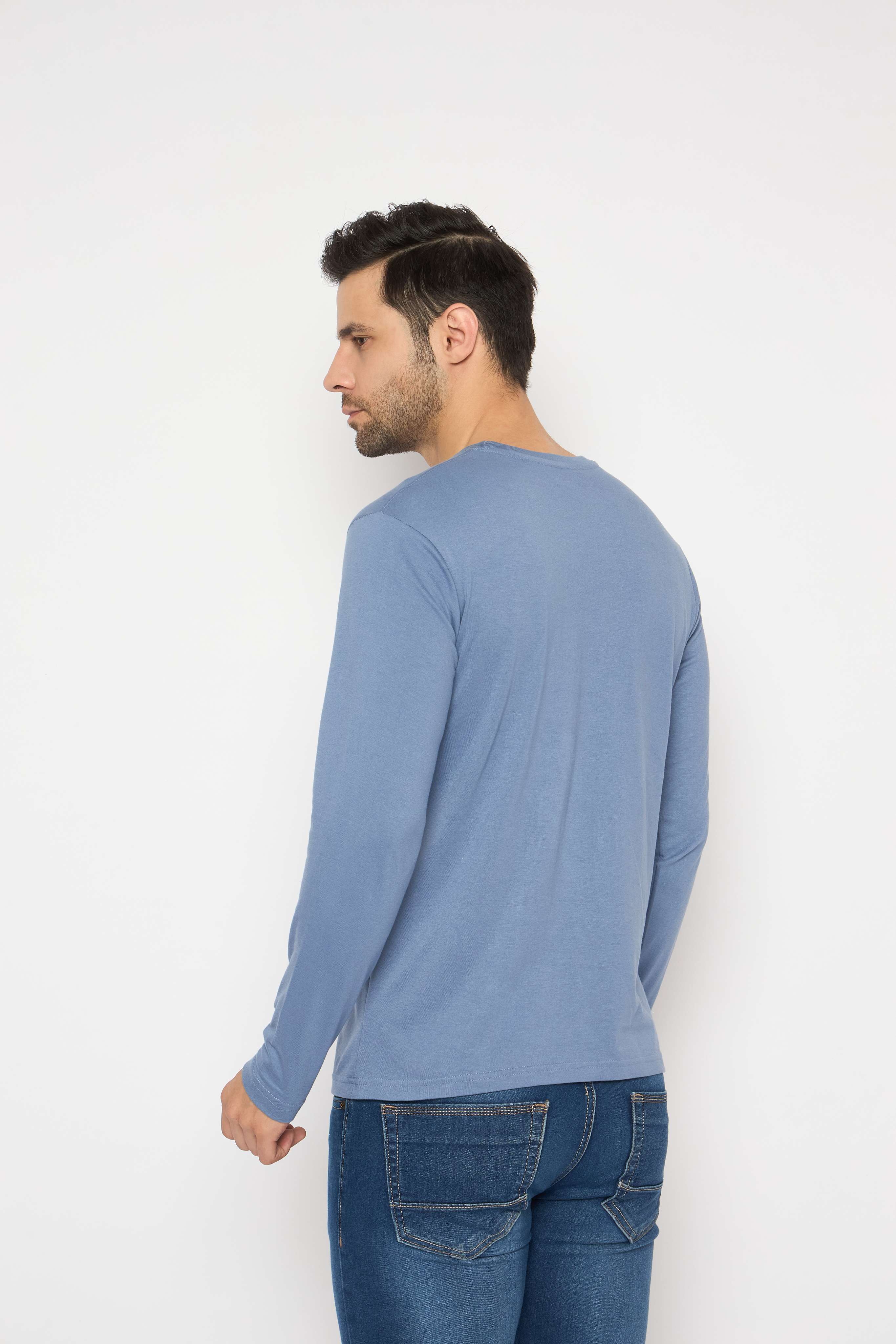 Neva Round Neck Solid Men tshirt Full sleeves Chest Logo