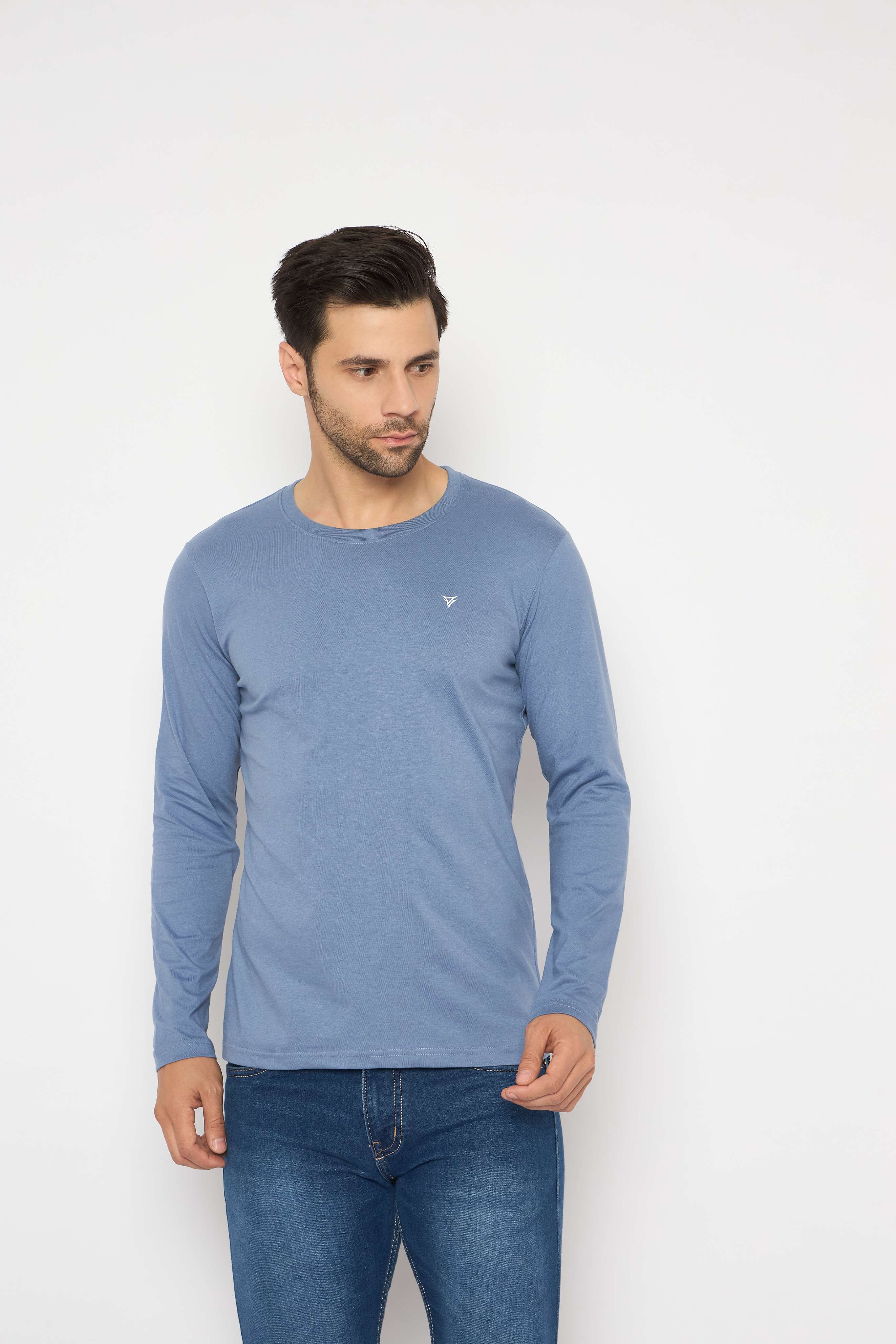 Neva Round Neck Solid Men tshirt Full sleeves Chest Logo