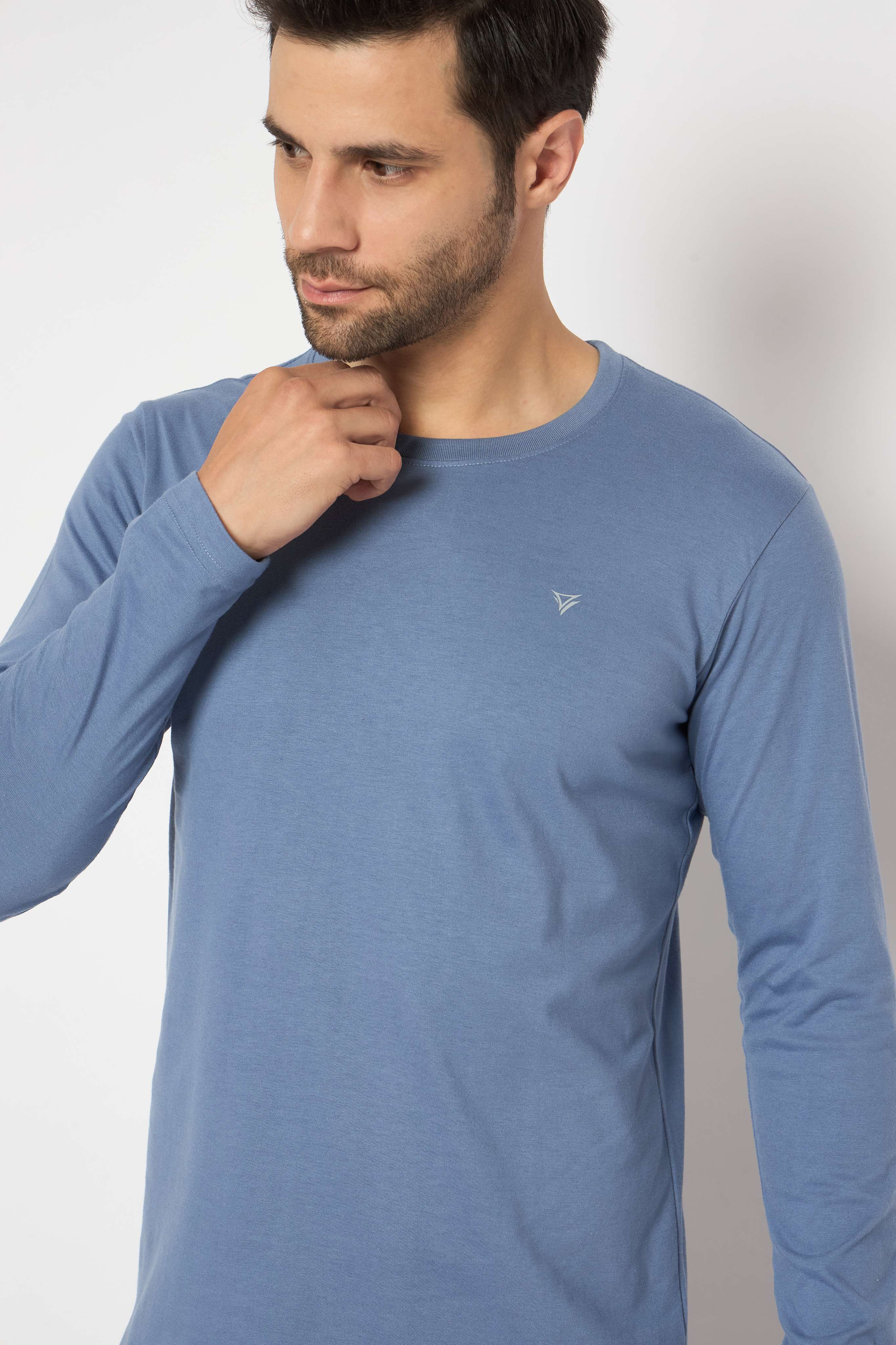 Neva Round Neck Solid Men tshirt Full sleeves Chest Logo