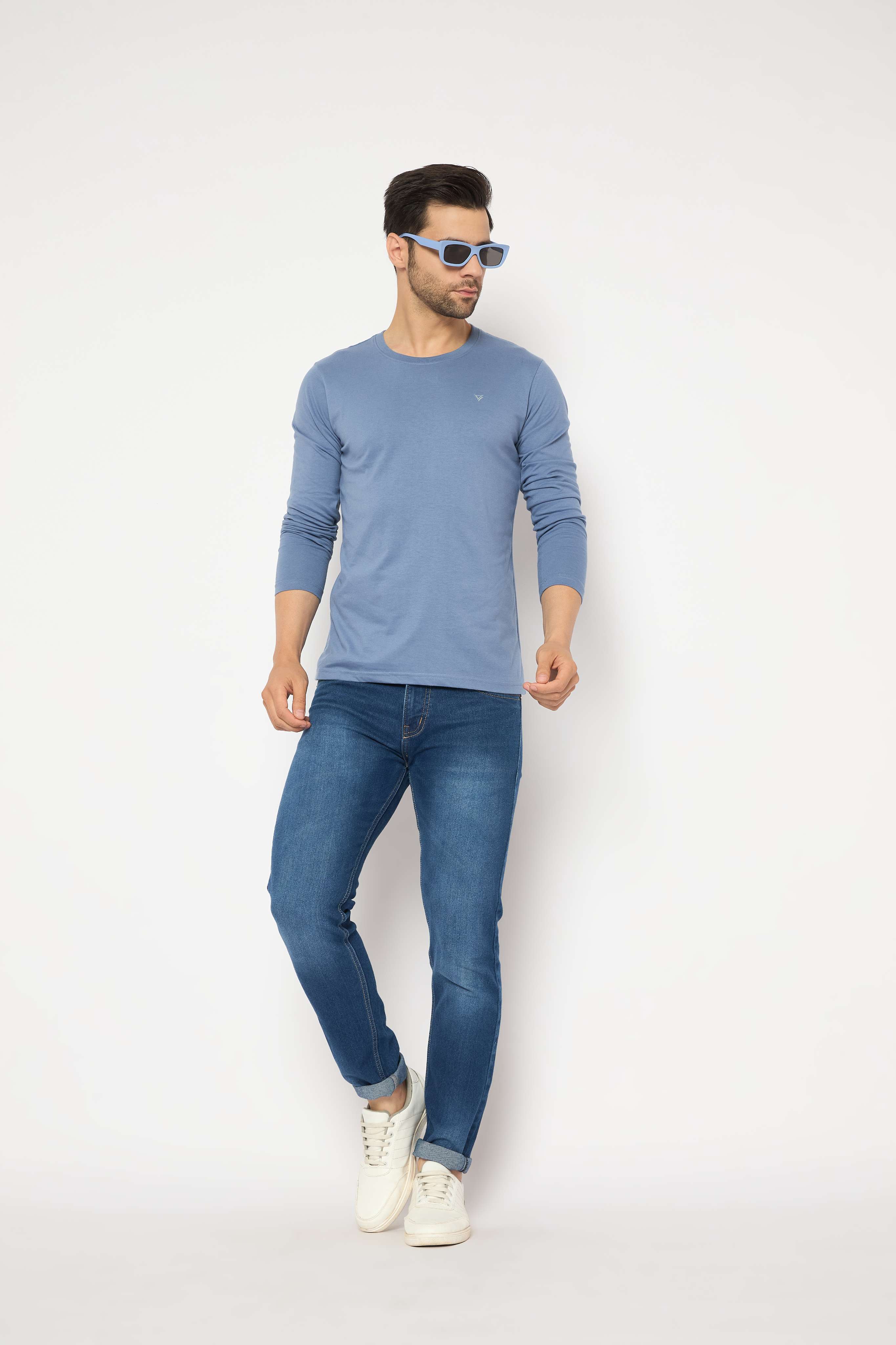 Neva Round Neck Solid Men tshirt Full sleeves Chest Logo