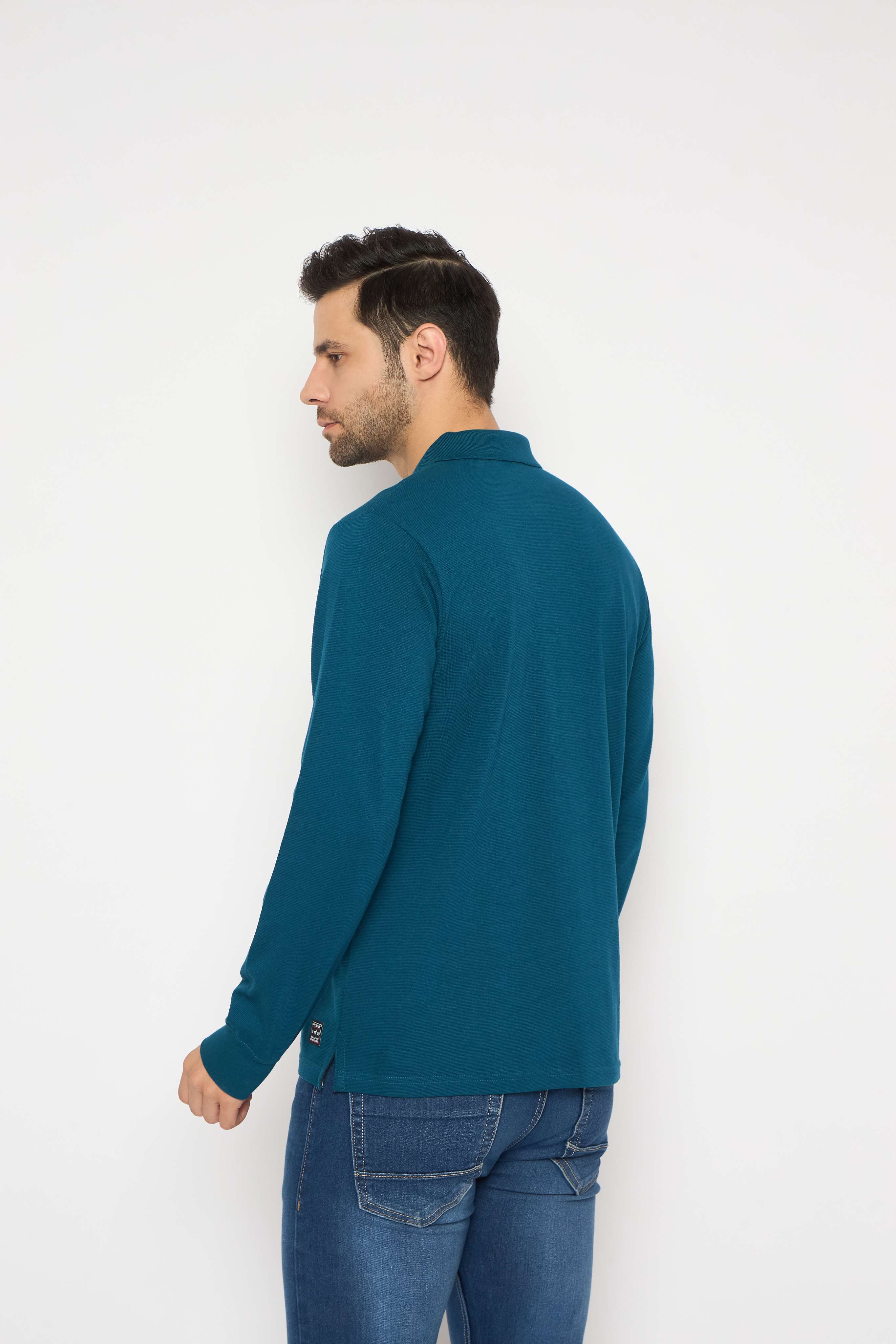 Neva Polo Neck Solid Men tshirt Full sleeves chest pocket