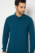 Neva Polo Neck Solid Men tshirt Full sleeves chest pocket