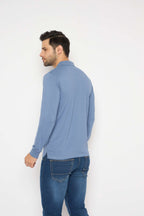 Neva Polo Neck Solid Men tshirt Full sleeves chest pocket