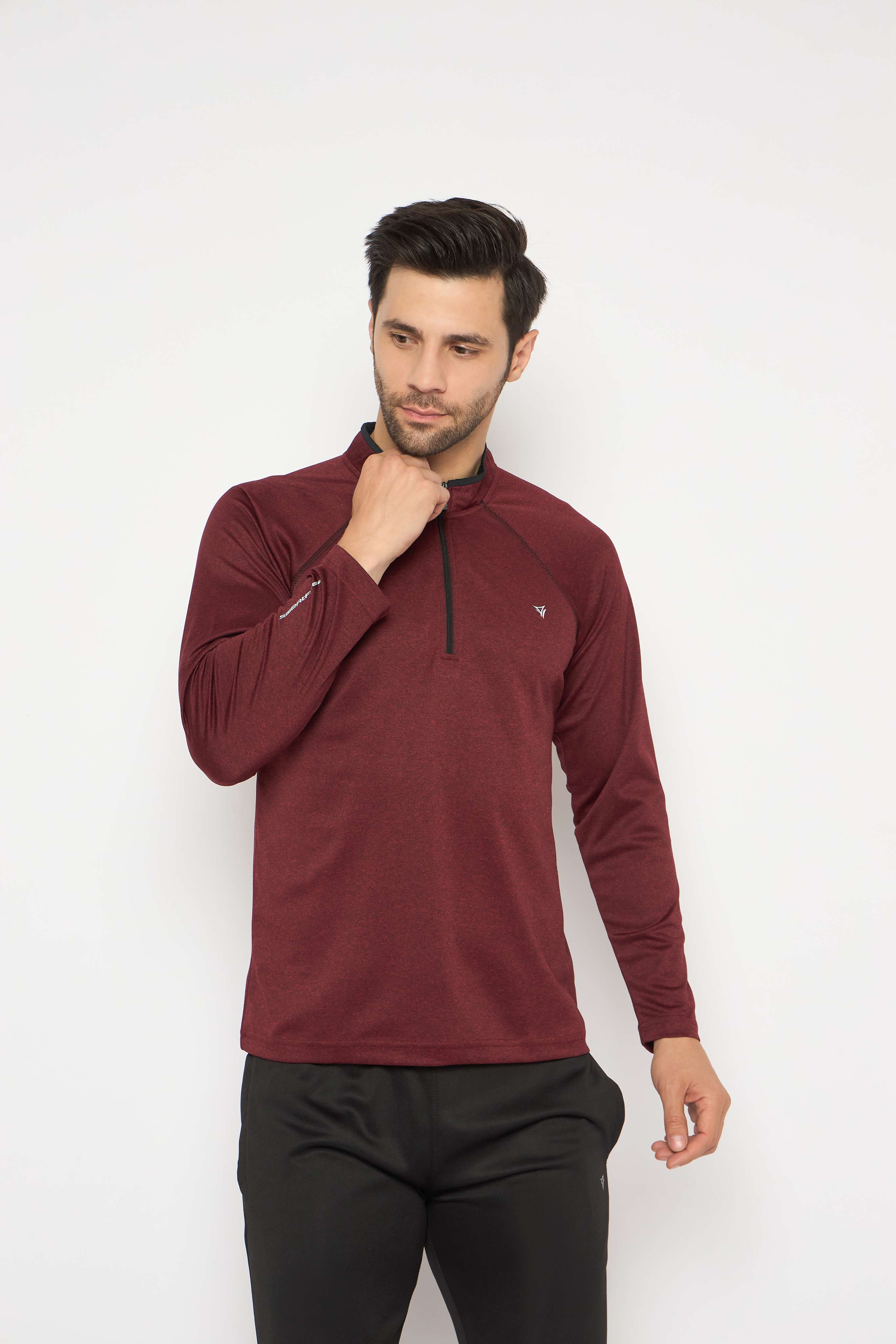 Neva High Neck Solid Men tshirt Full sleeves