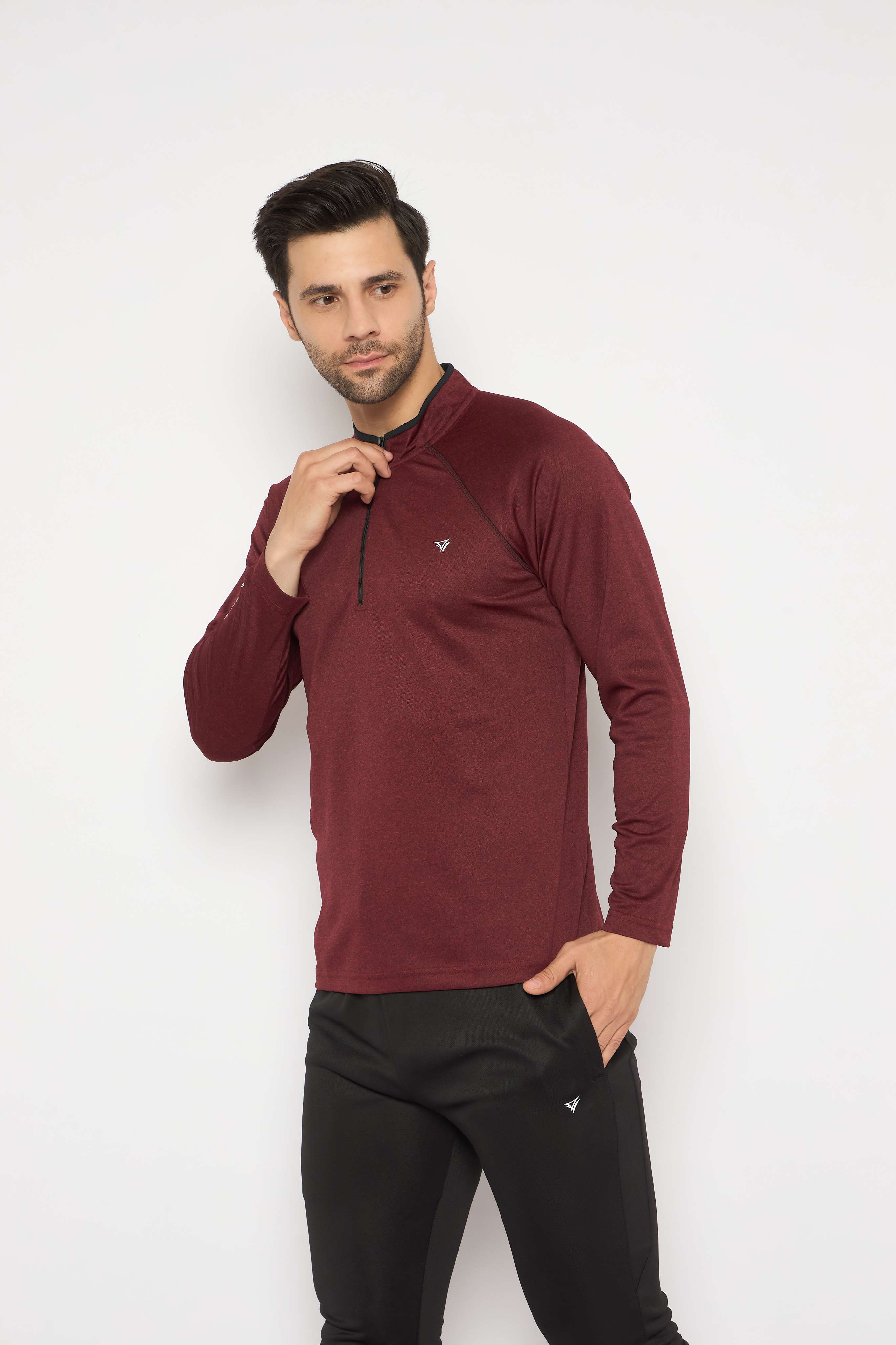 Neva High Neck Solid Men tshirt Full sleeves