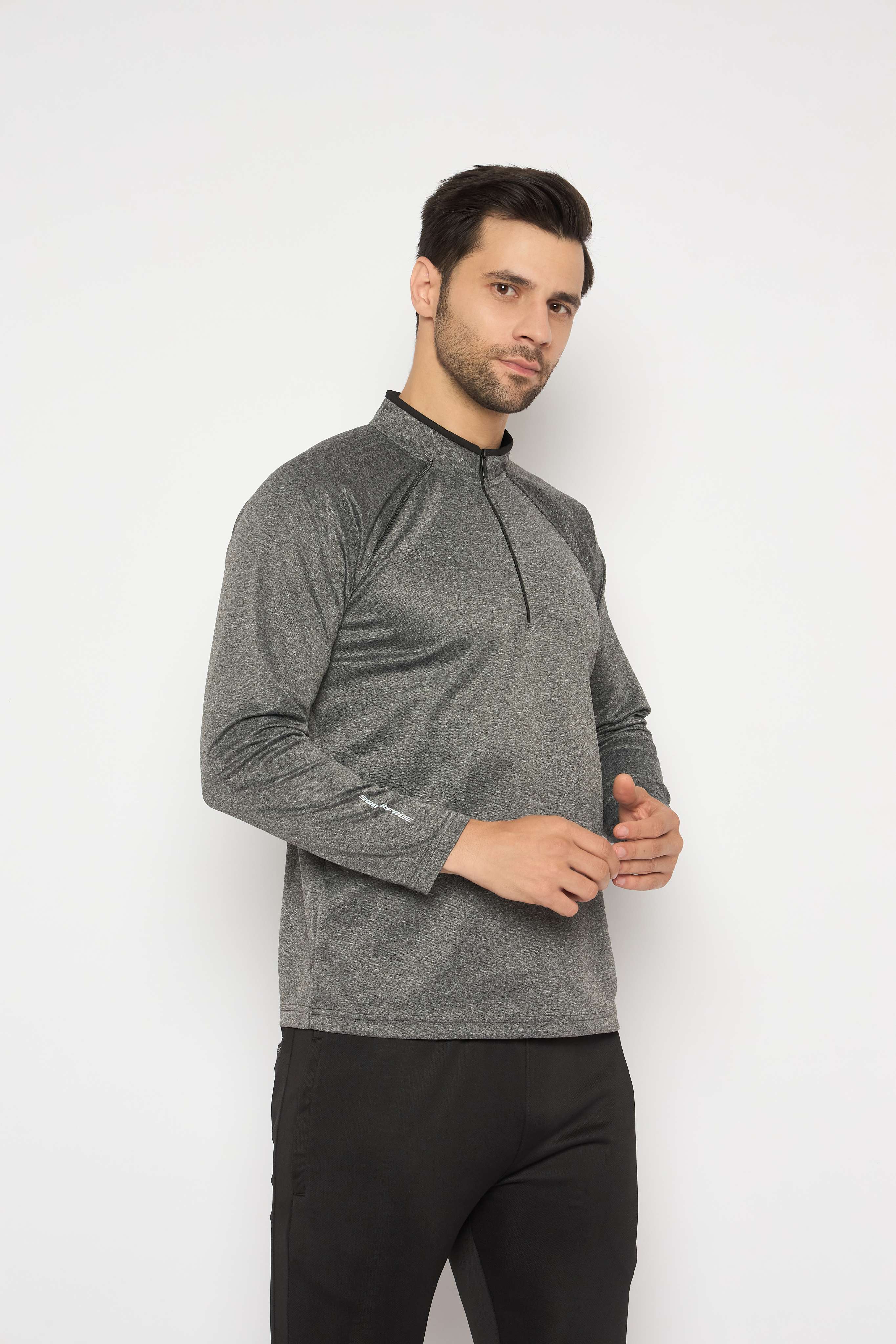 Neva High Neck Solid Men tshirt Full sleeves