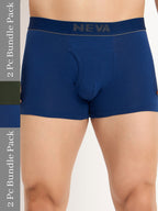 Neva MAXX Gents pack of 2 Trunks elasticated waistband front open fly