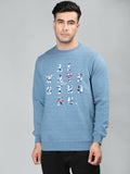 Neva Men Hoody Neck Full Sleeves Sweatshirt Typography with Chequered Sleeves pattern