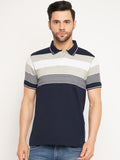 Neva Men Polo Neck Half Sleeves T-shirt Color Block pattern