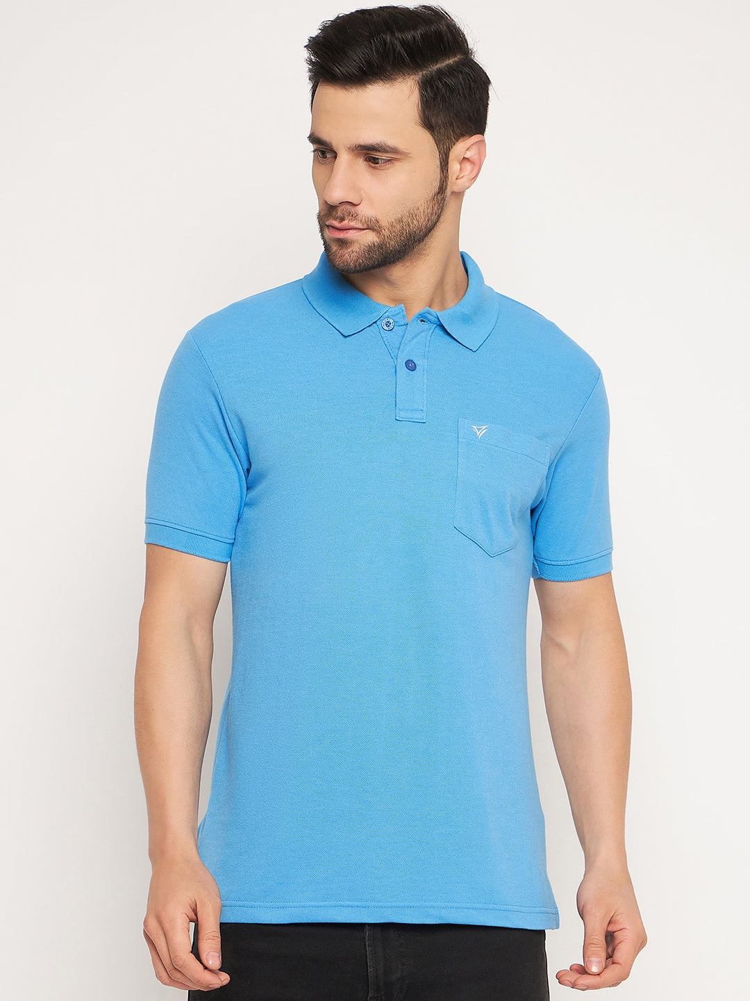 Neva Men Polo Neck Half Sleeves T-shirt Solid Pattern Chest Pocket