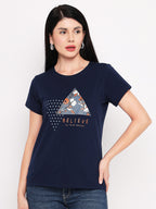 Neva Women T-shirt Half sleeves Round Neck Typography pattern Regular Fit