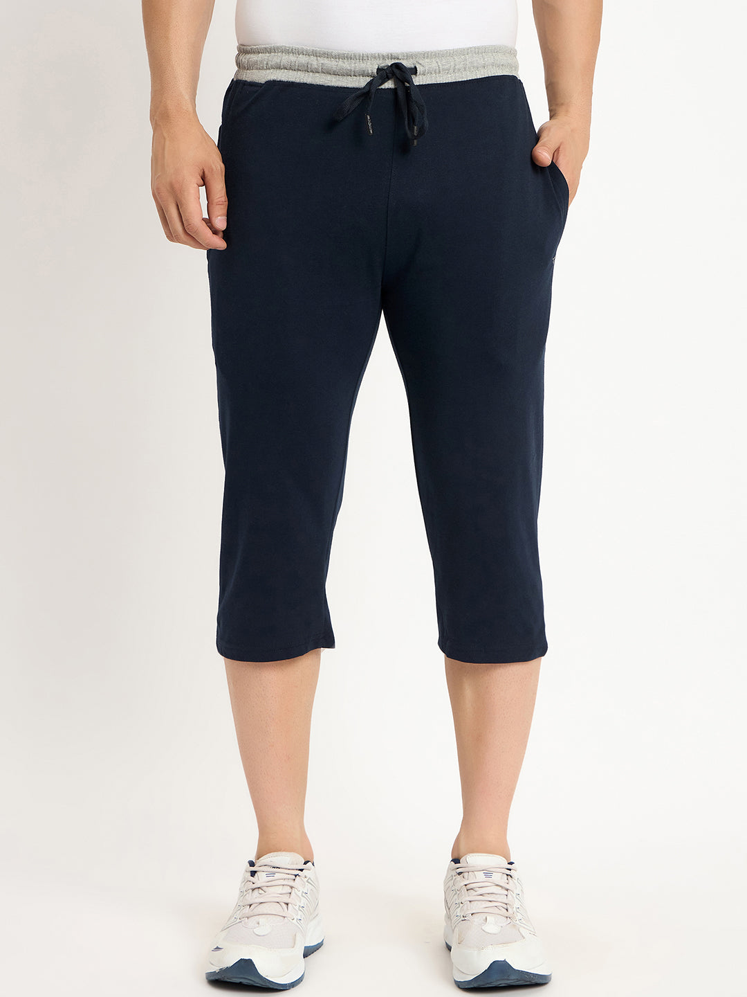 Neva Men Capri Elasticated drawstring waistband side pockets solid pattern