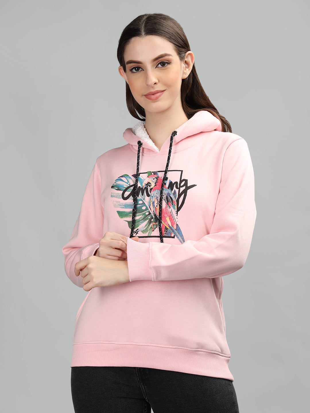 Neva Women Hoody Neck Full Sleeves Sweatshirt Printed pattern