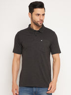 Neva Men Polo Neck Half Sleeves T-shirt Solid Pattern Chest Pocket