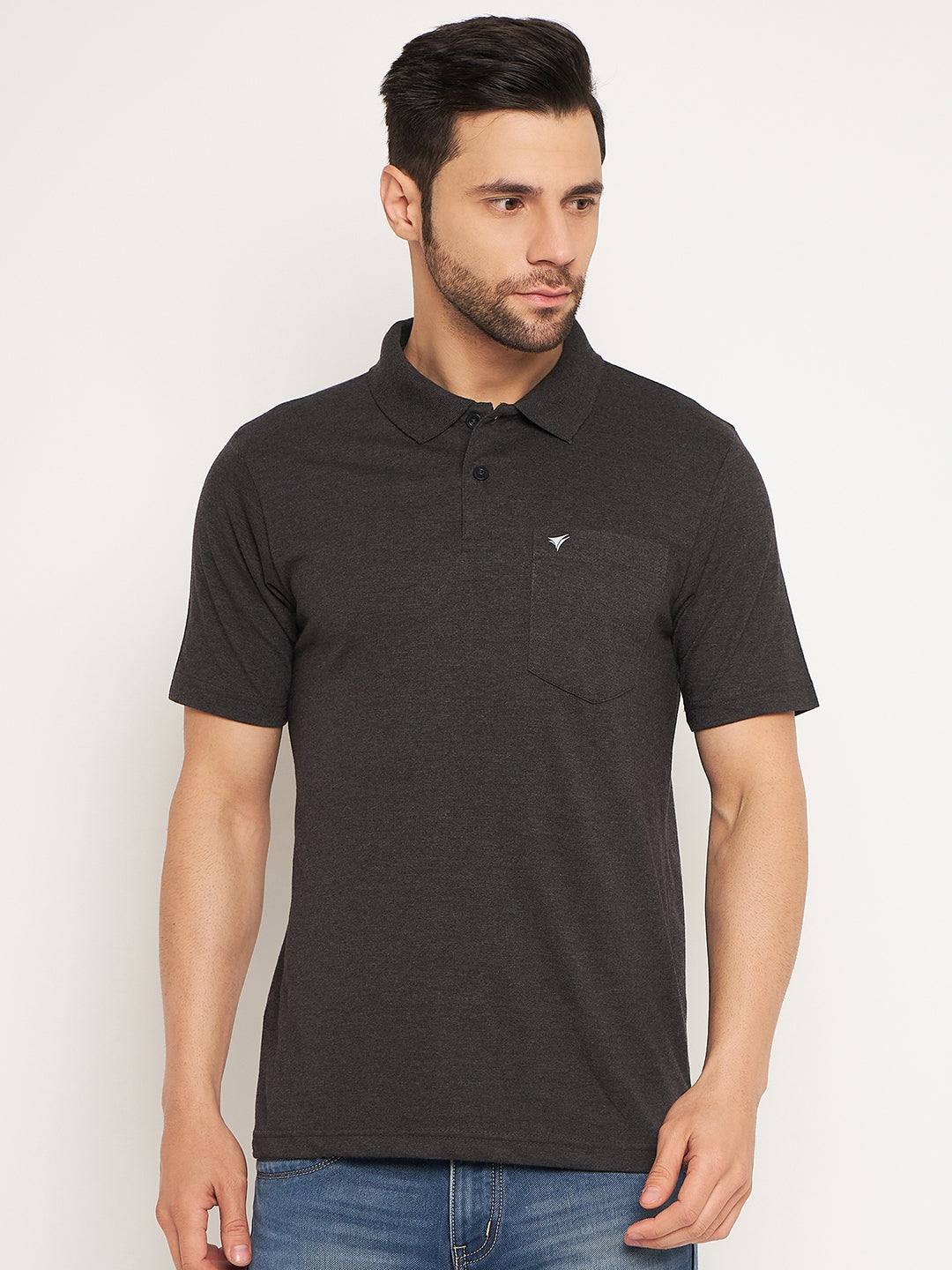 Neva Men Polo Neck Half Sleeves T-shirt Solid Pattern Chest Pocket