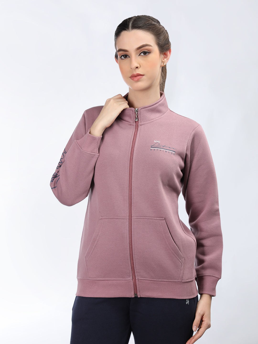 Neva Women T-Neck Full Sleeves Sweatshirt Typography on Front and Back pattern