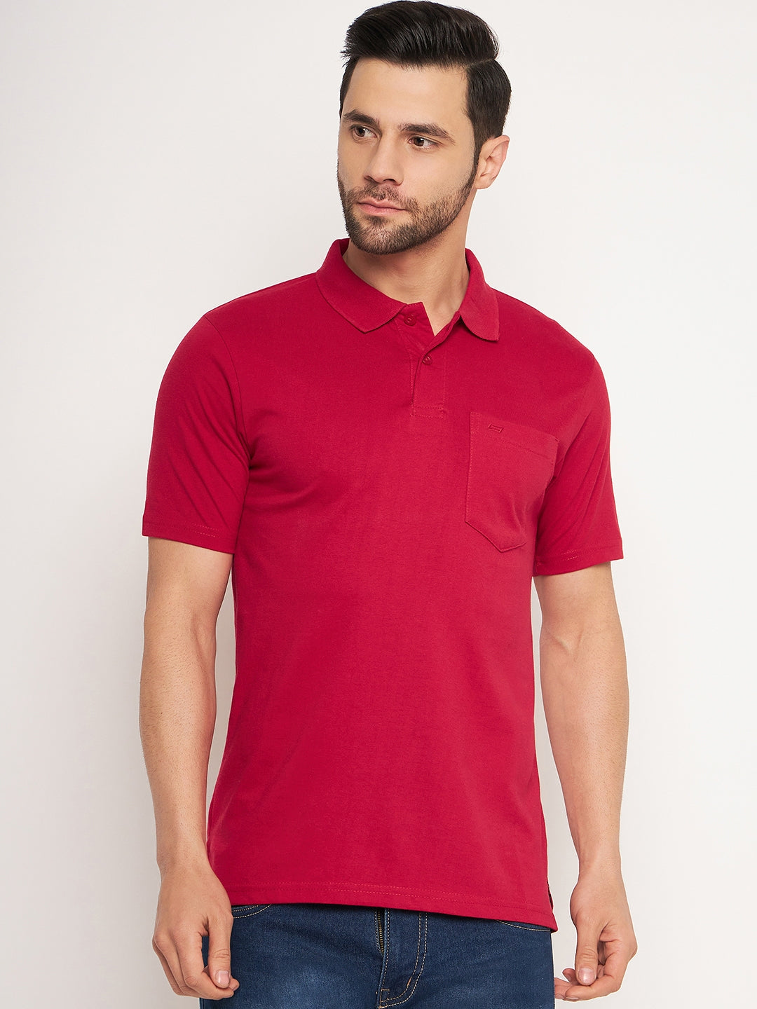 Neva Men Polo Neck Half Sleeves T-shirt Solid pattern Chest Pocket