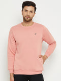 LIVFREE MEN'S SOLID ROUND NECK  SWEATSHIRT WITH LOGO