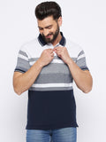 Neva Men Polo Neck Half Sleeves T-shirt Color Block Pattern Chest Pocket