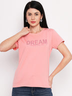 Neva Women T-shirt Half sleeves Round Neck Typography pattern Regular Fit