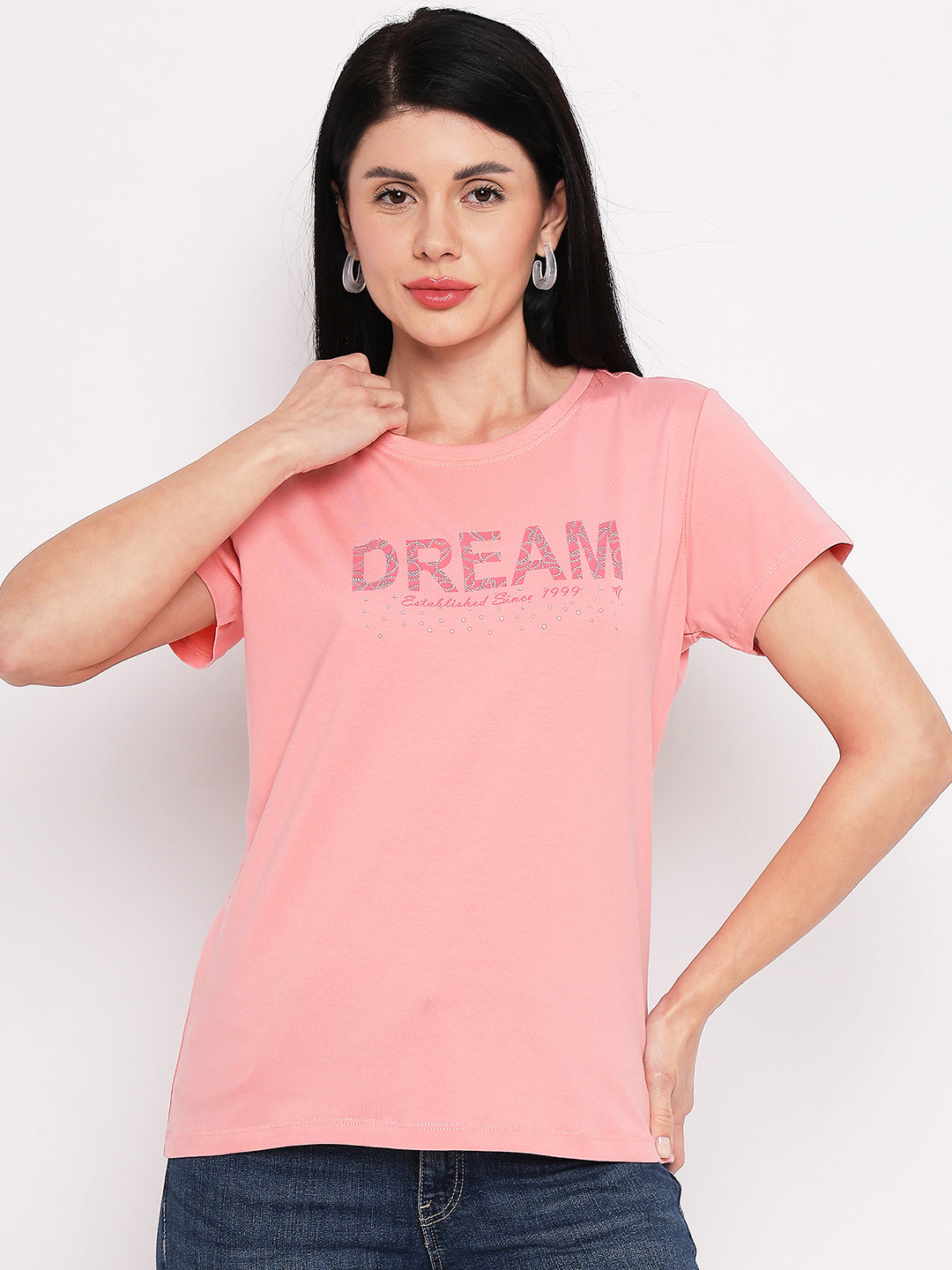 Neva Women T-shirt Half sleeves Round Neck Typography pattern Regular Fit