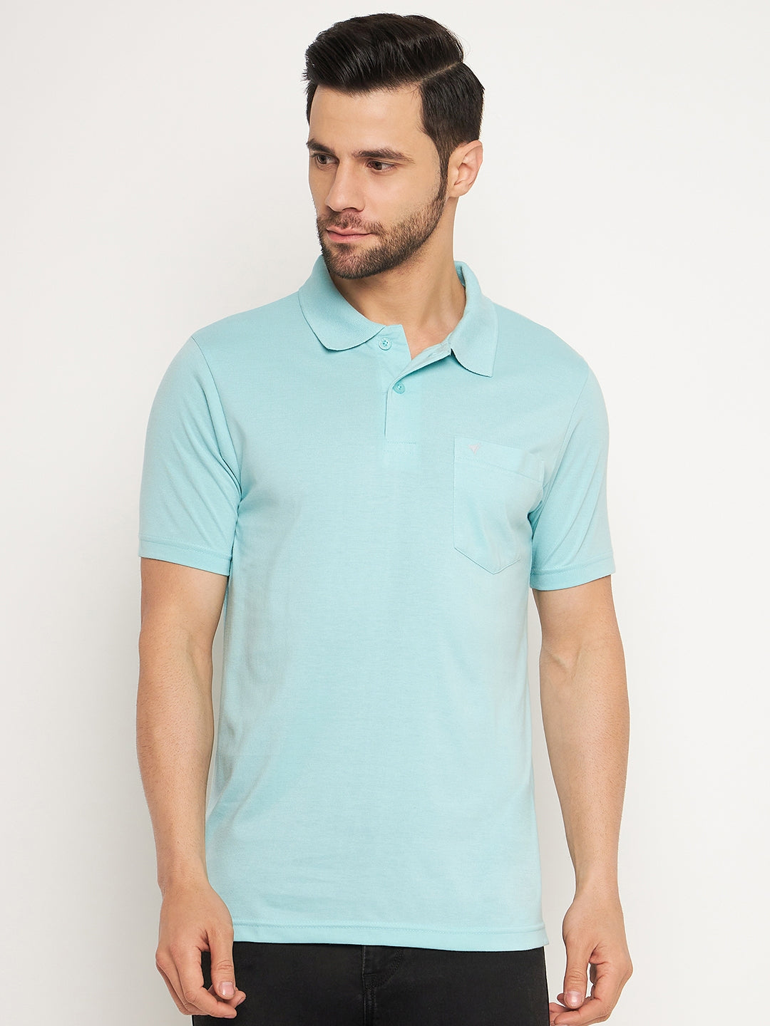 Neva Men Polo Neck Half Sleeves T-shirt Solid Pattern Chest Pocket