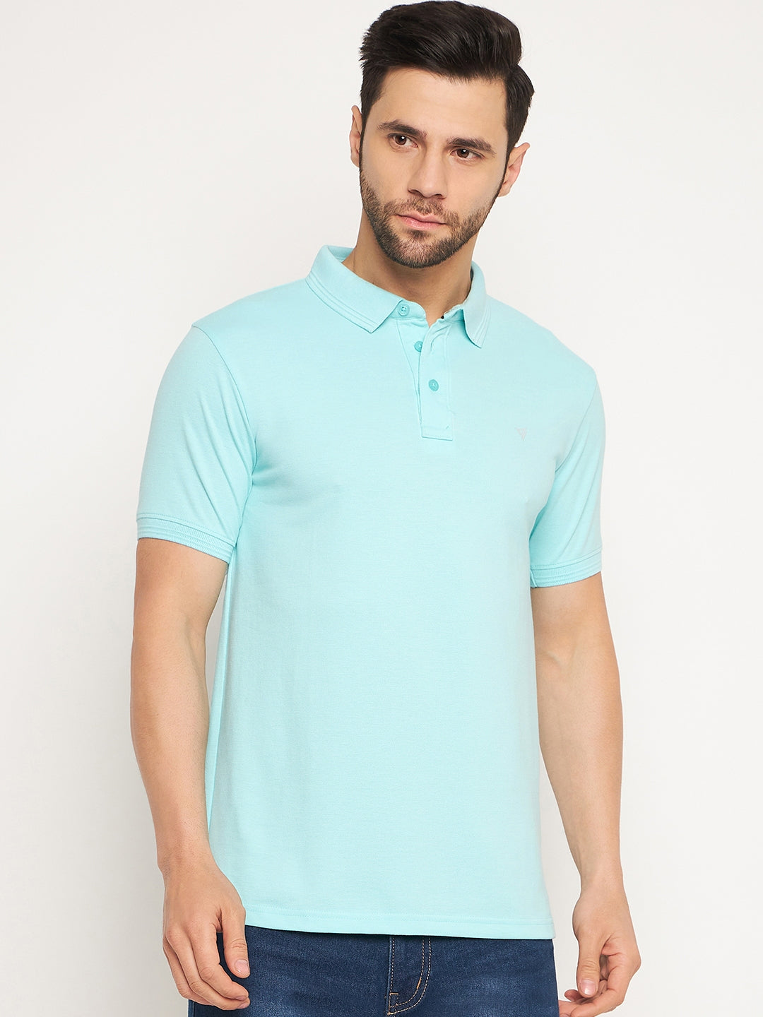 Neva Men Polo Neck Half Sleeves T-shirt Solid Pattern