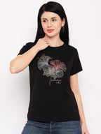 Neva Women T-shirt Half sleeves Round Neck Typography pattern Regular Fit