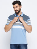 Neva Men Polo Neck Half Sleeves T-shirt Color Block Pattern Chest Pocket