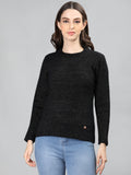 Neva Women Crew Neck Full Sleeves Wollen Top Symmetrical pattern with Glittering Surface