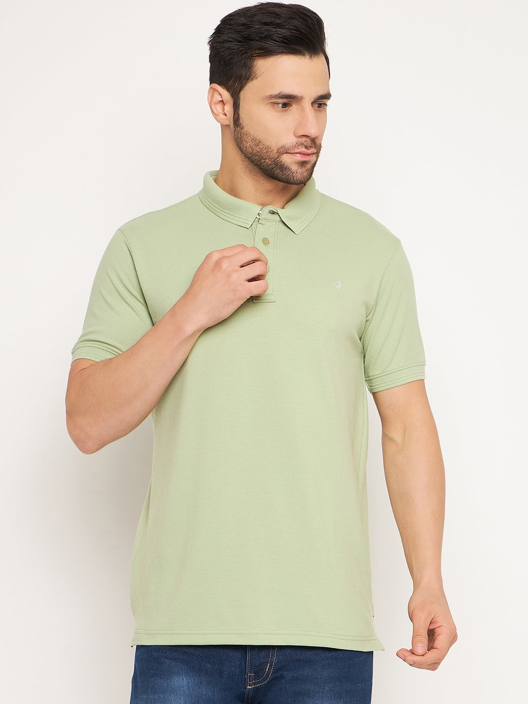 Neva Men Polo Neck Half Sleeves T-shirt Solid Pattern