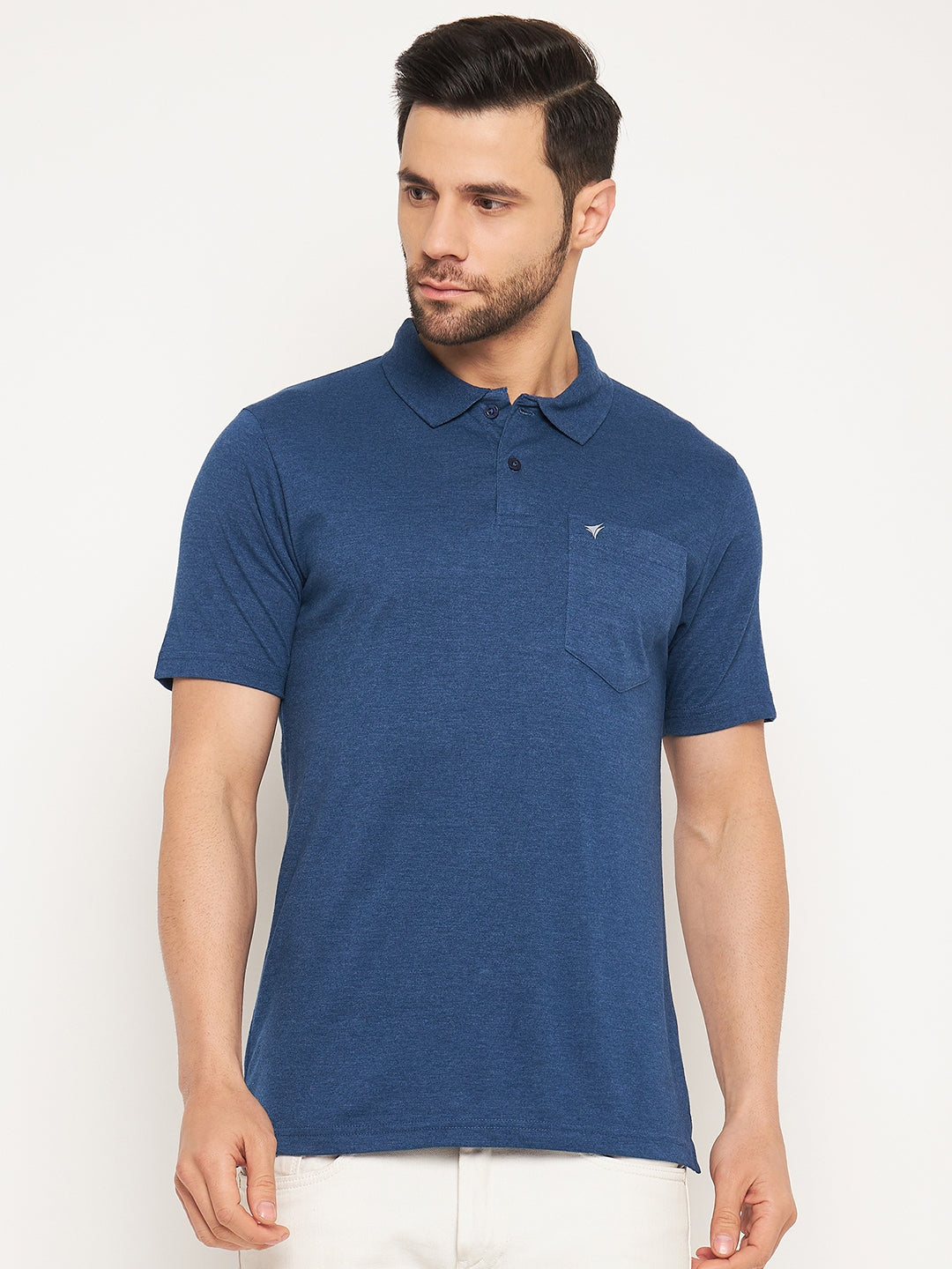 Neva Men Polo Neck Half Sleeves T-shirt Solid Pattern Chest Pocket