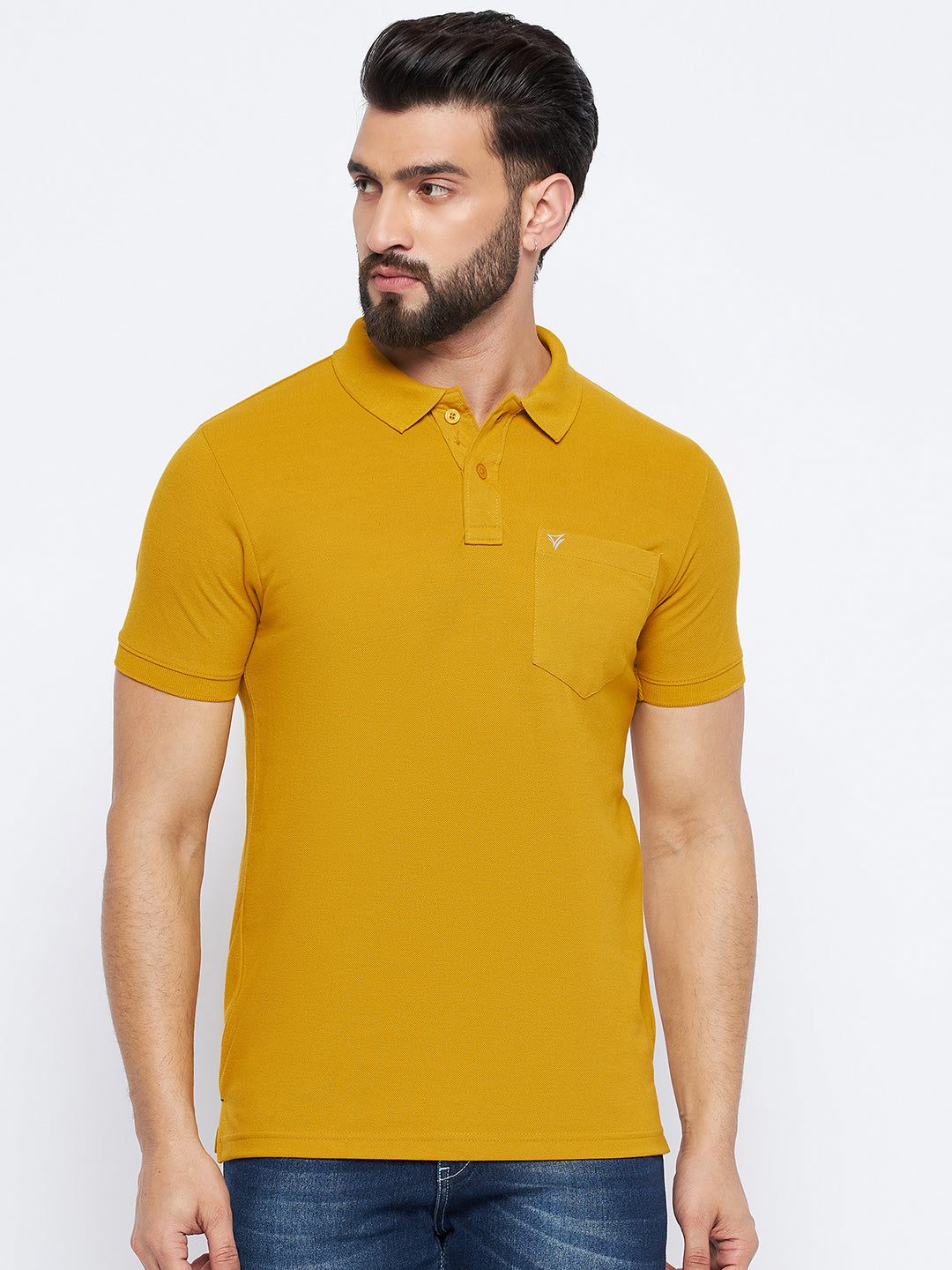 Neva Men Polo Neck Half Sleeves T-shirt Solid Pattern Chest Pocket