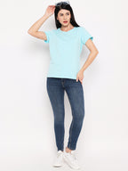 Neva Women T-shirt Half sleeves Round Neck Solid pattern Regular Fit