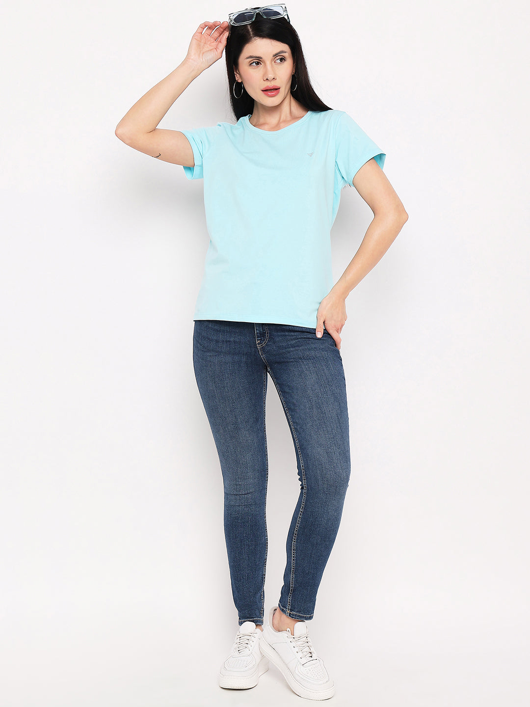 Neva Women T-shirt Half sleeves Round Neck Solid pattern Regular Fit