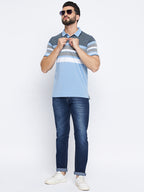 Neva Men Polo Neck Half Sleeves T-shirt Color Block Pattern Chest Pocket