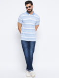 Neva Men Polo Neck Half Sleeves T-shirt Striped colorblock Pattern Chest Pocket