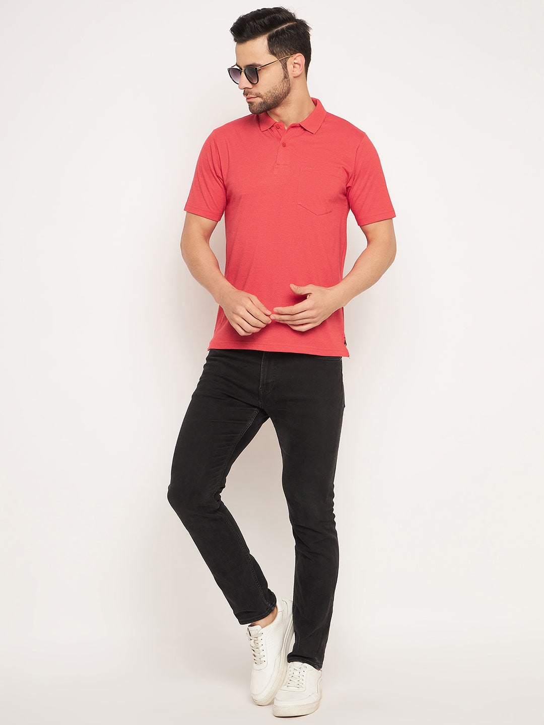 Neva Men Polo Neck Half Sleeves T-shirt Solid pattern Chest Pocket