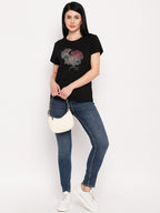 Neva Women T-shirt Half sleeves Round Neck Typography pattern Regular Fit