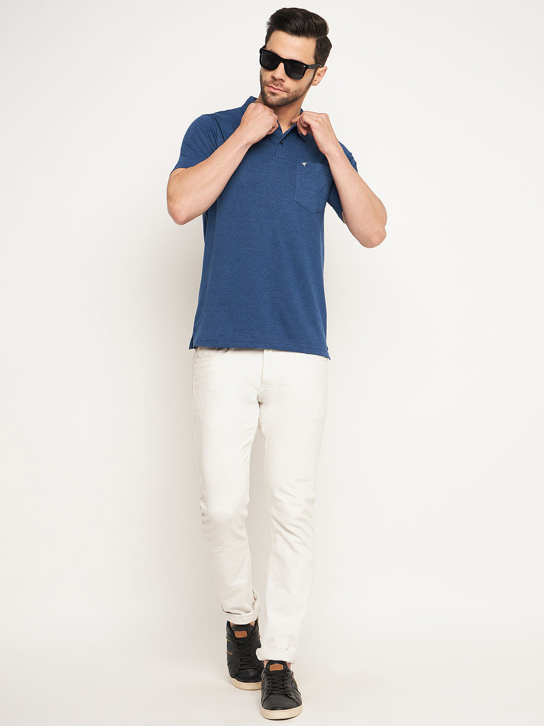 Neva Men Polo Neck Half Sleeves T-shirt Solid Pattern Chest Pocket