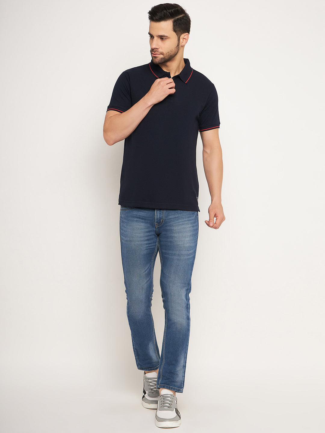 Neva Men Polo Neck Half Sleeves T-shirt Solid pattern Chest Pocket