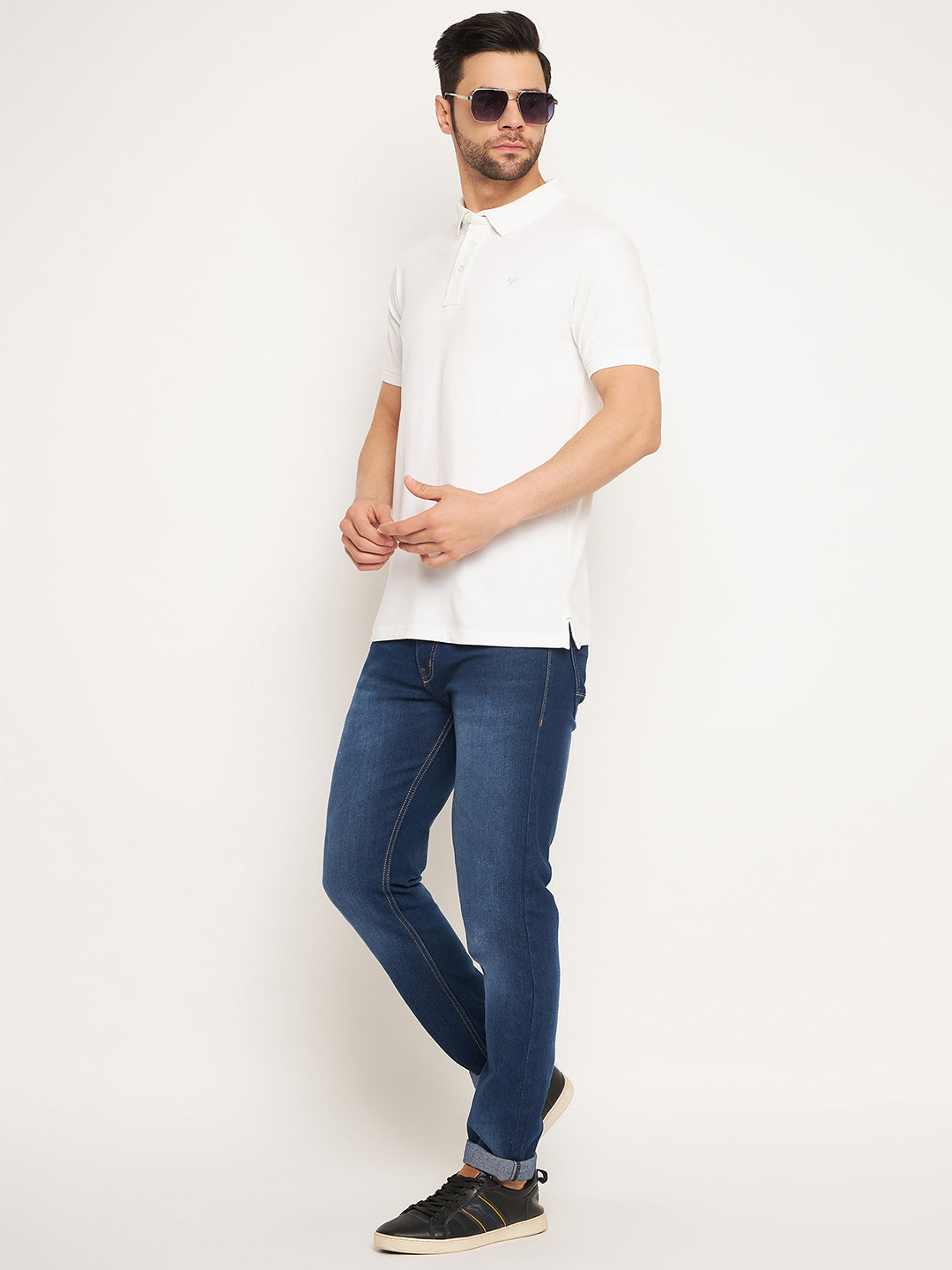 Neva Men Polo Neck Half Sleeves T-shirt Solid Pattern