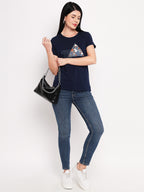 Neva Women T-shirt Half sleeves Round Neck Typography pattern Regular Fit