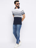 Neva Men Polo Neck Half Sleeves T-shirt Color Block Pattern Chest Pocket